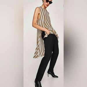 Zara Asymmetrical Striped Sleeveless Blouse